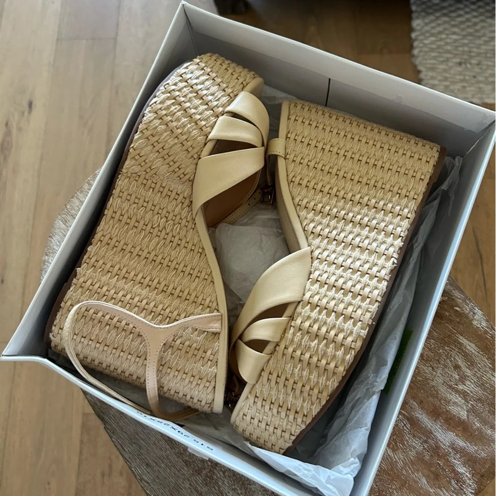 New Anthropologie Schutz Platform Straw Keefa Woven Wedge Sandals